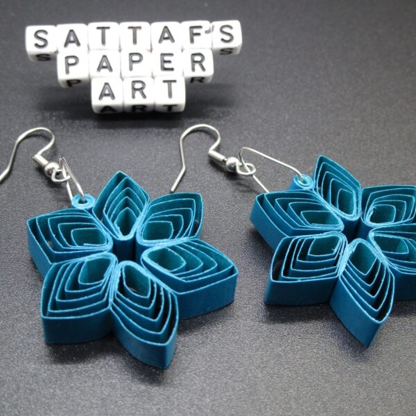 Aretes Colgantes de Estrella Color Azul Metálico (AR-30)