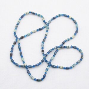 Delicate Paper-Beaded Glass-Beaded Shades of Blue Necklace