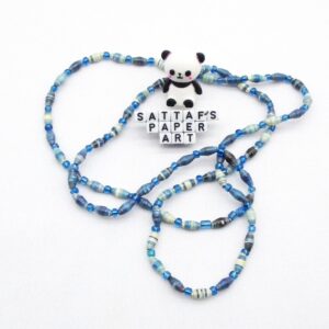 Delicate Paper-Beaded Glass-Beaded Shades of Blue Necklace