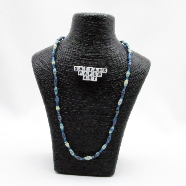 Delicate Paper-Beaded Glass-Beaded Shades of Blue Necklace