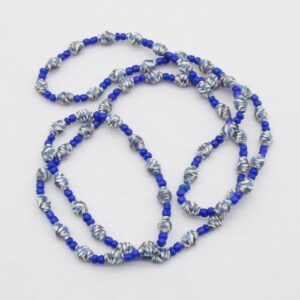 Beautiful Paper-Beaded Glass-Beaded Royal Blue & White Necklace