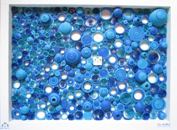 Personalized 3D Paper Quilled Circles & Spirals Blue Mosaic (DE-5)