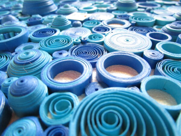 Personalized 3D Paper Quilled Circles & Spirals Blue Mosaic (DE-5)