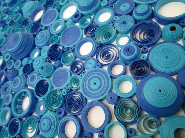 Personalized 3D Paper Quilled Circles & Spirals Blue Mosaic (DE-5)