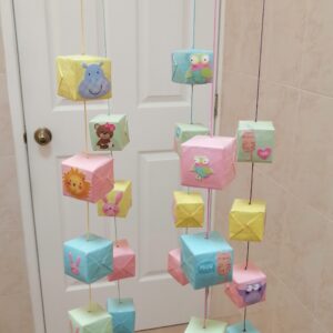 Pastel Colored Cubes with Animals Baby Mobile MO-5