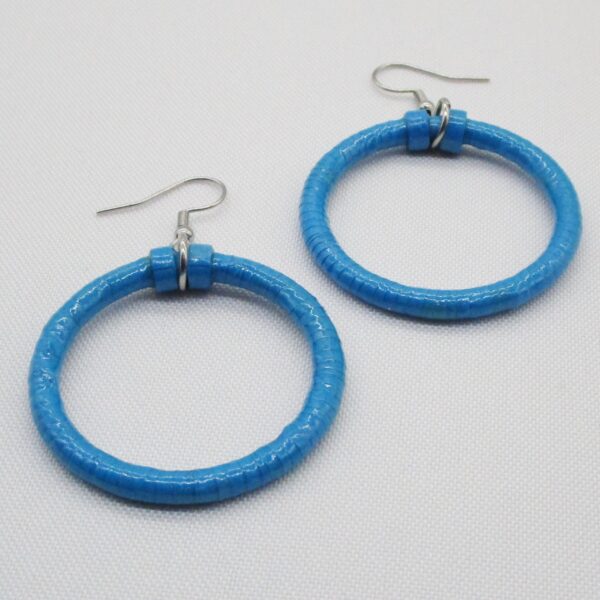 Aretes Colgantes de Aro Grande Azul Rey (AR-3)