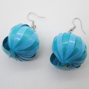 Aretes Colgantes de Bola de Tiras Torcidas Azul Pastel y Azul Cielo (AR-33)