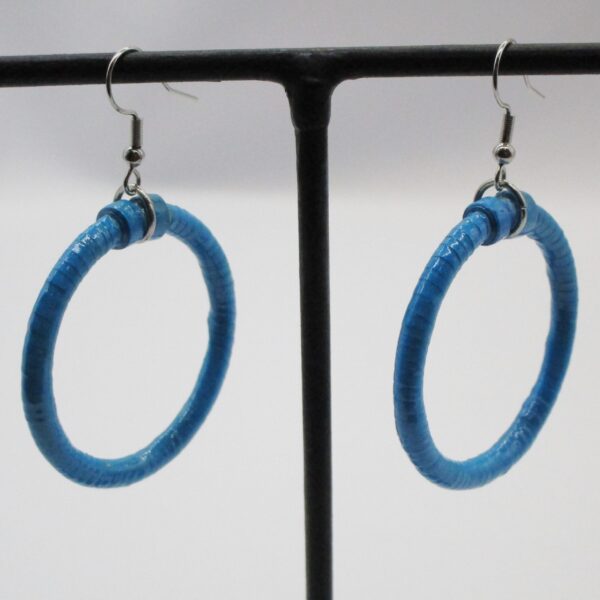 Aretes Colgantes de Aro Grande Azul Rey (AR-3)