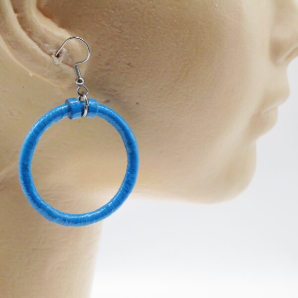 Aretes Colgantes de Aro Grande Azul Rey (AR-3)