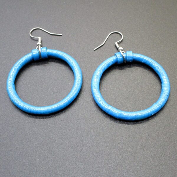 Aretes Colgantes de Aro Grande Azul Rey (AR-3)